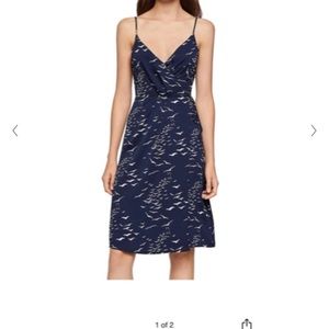 BCBG Generation wrap dress in navy with pleated bust
